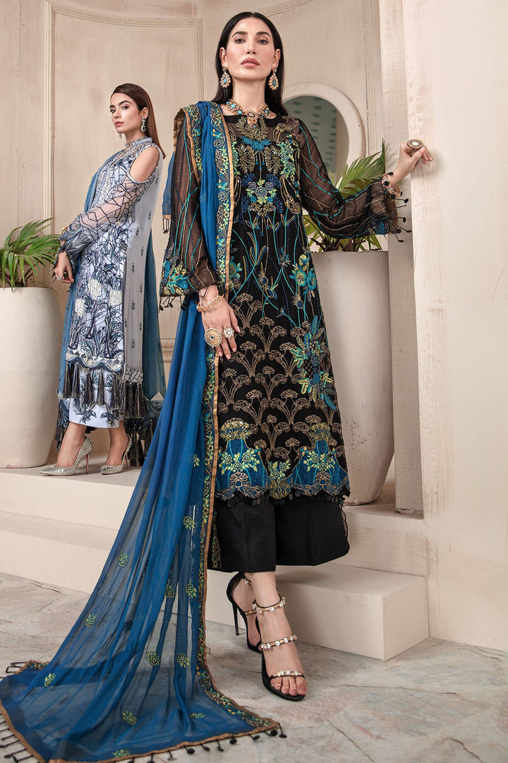 3005-MAIRE EMBROIDERED BEMBERG CHIFFON UNSTITCHED
