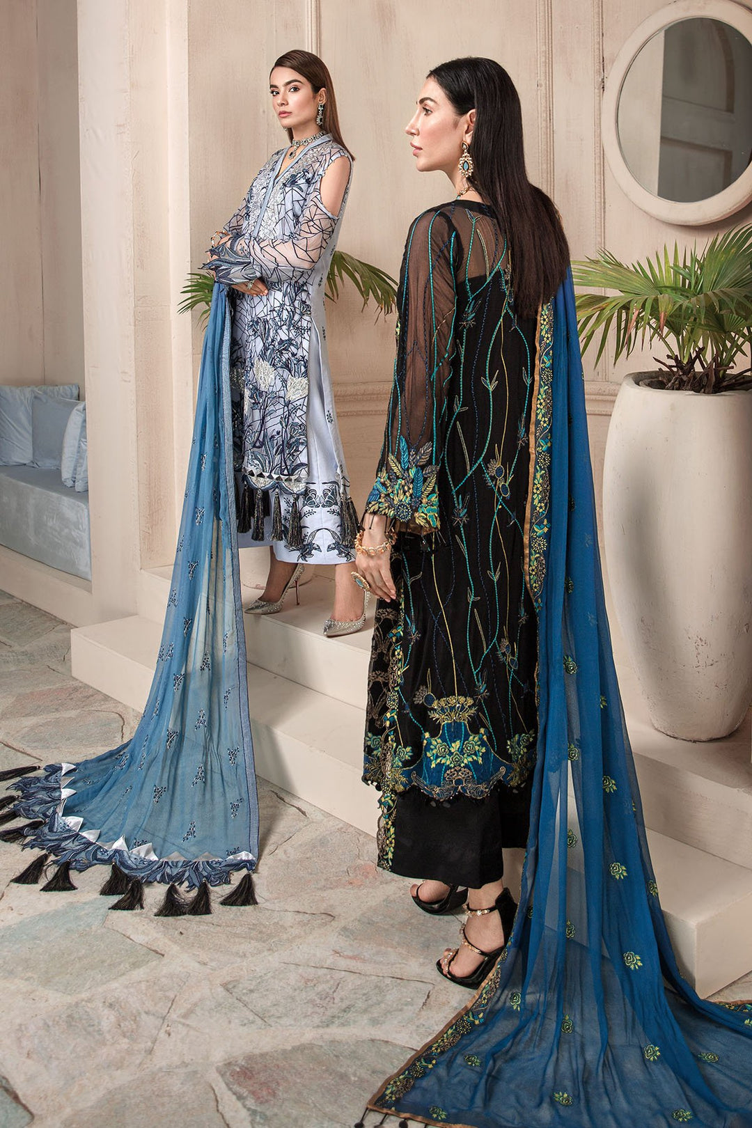 3005-MAIRE EMBROIDERED BEMBERG CHIFFON UNSTITCHED