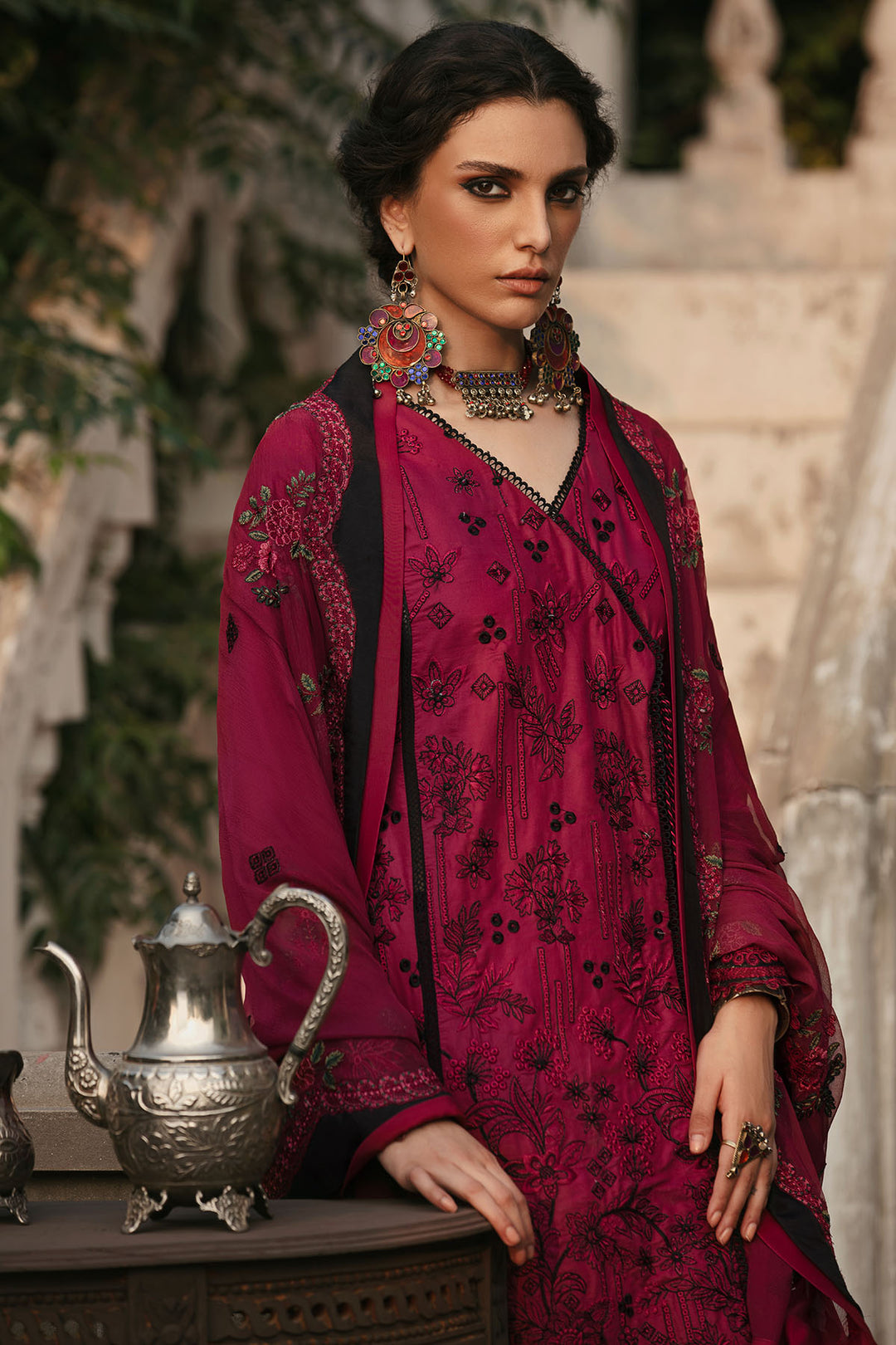 3020-FALAK-B EMBROIDERED COTTON SATIN UNSTITCHED