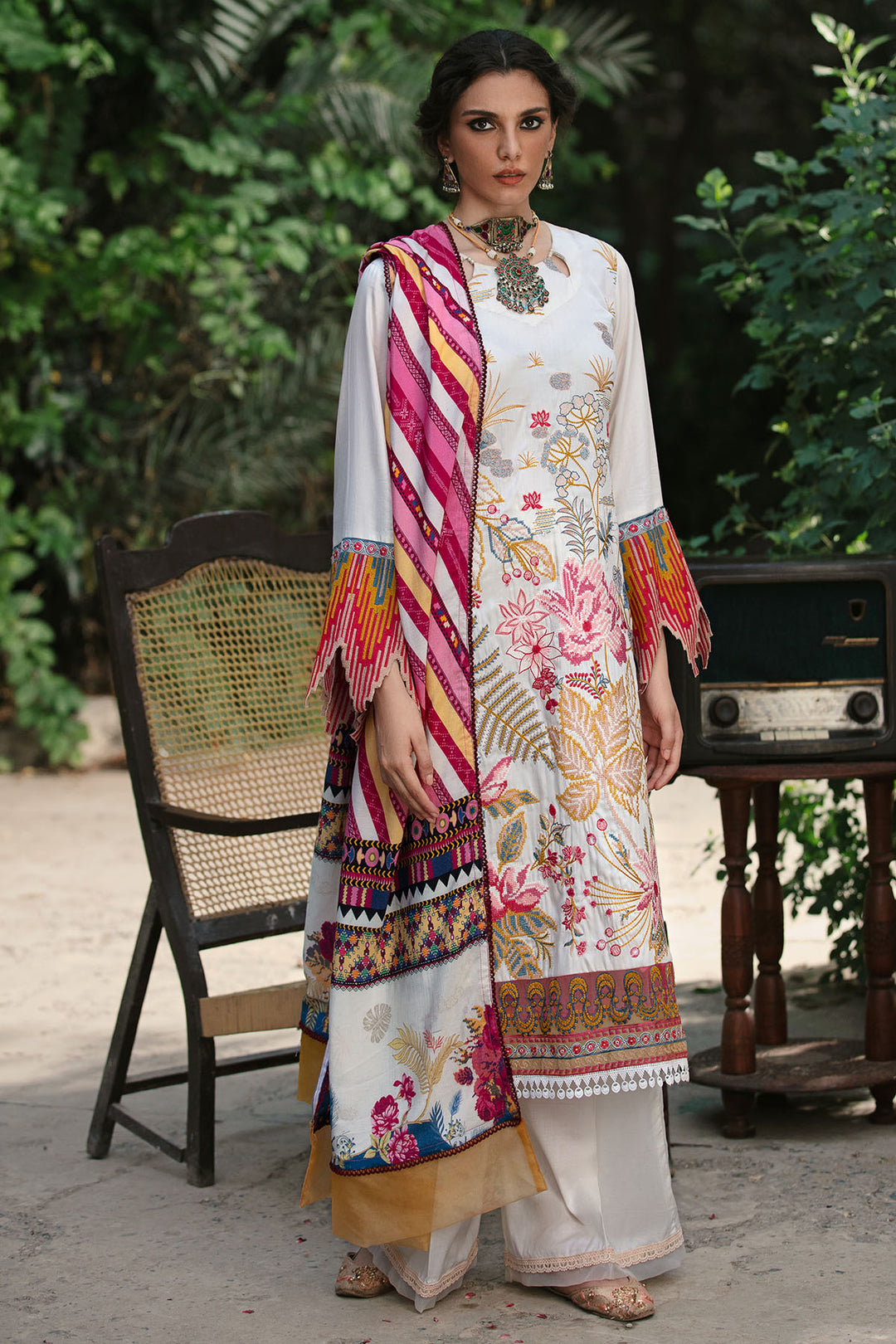 3021-MARTAN- A EMBROIDERED COTTON SATIN UNSTITCHED