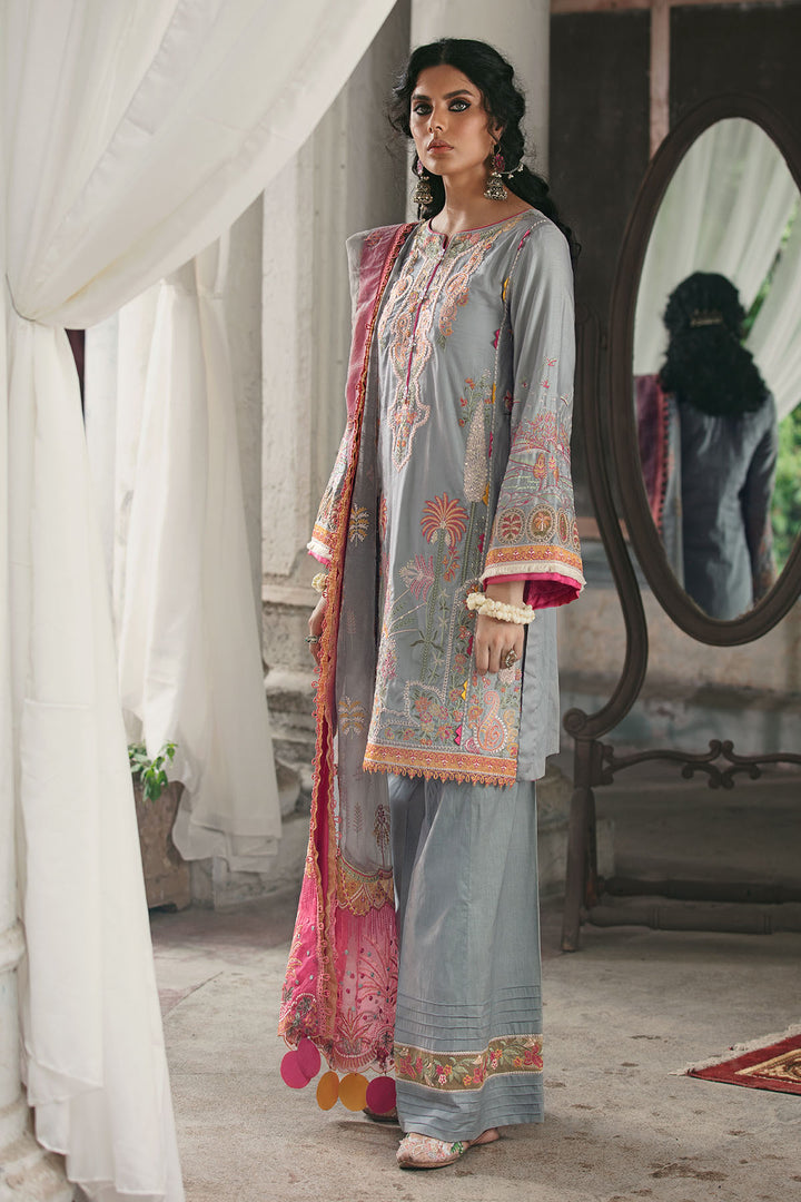 3023-NAAZ- B EMBROIDERED COTTON SATIN UNSTITCHED