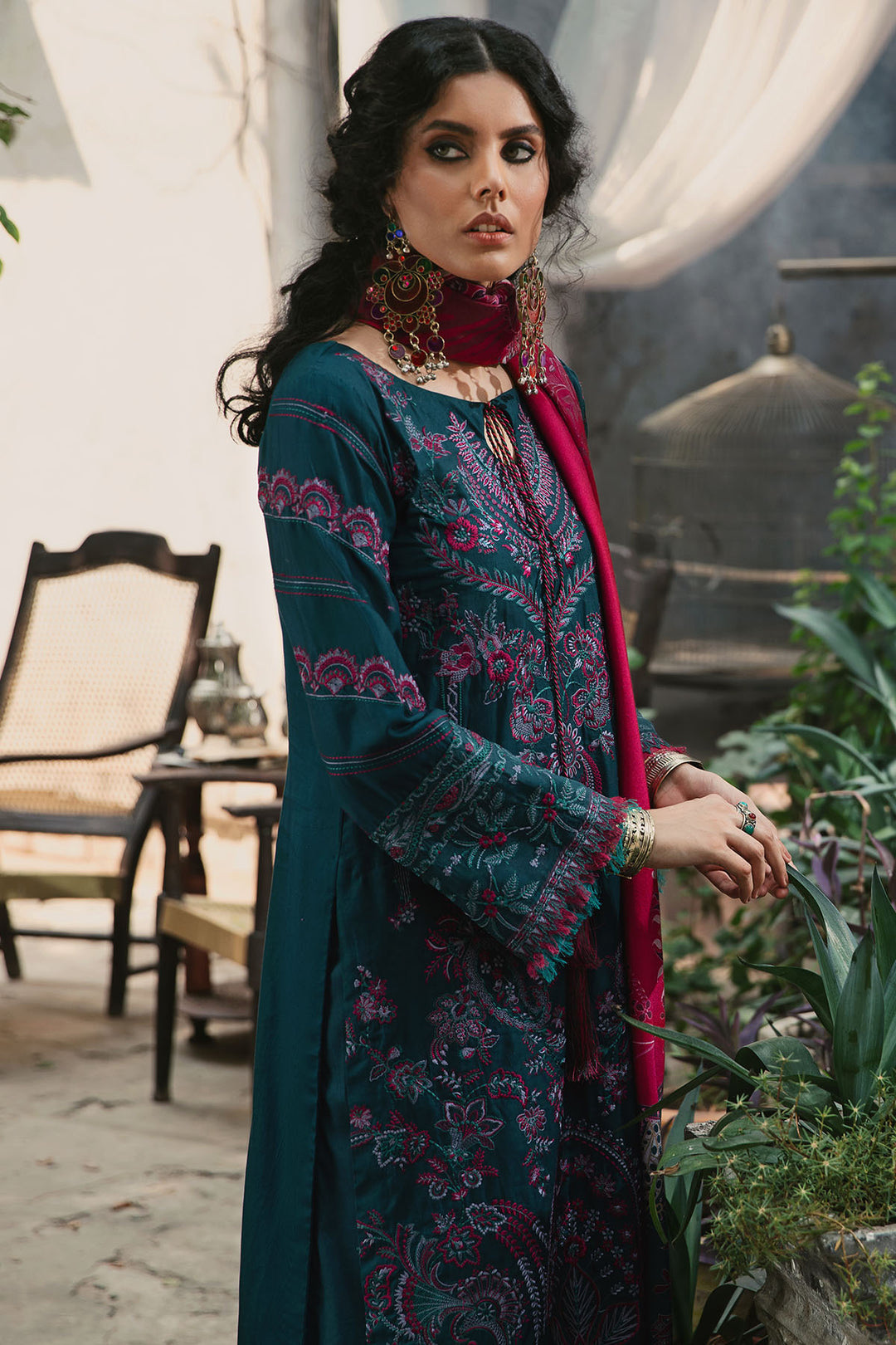 3025-MAHGOL- A EMBROIDERED COTTON SATIN UNSTITCHED