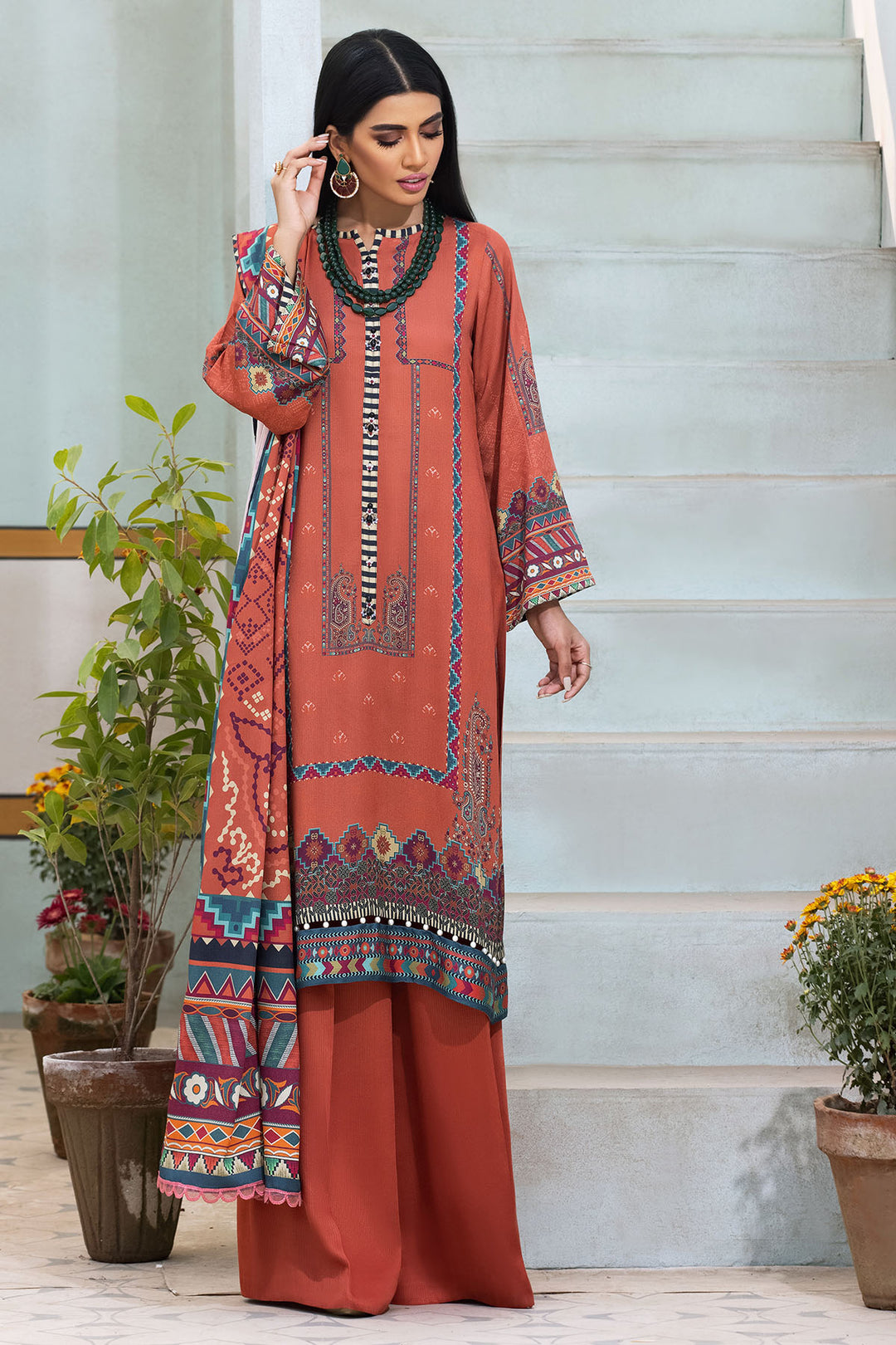 3118-TERRACOTTA DIGITAL PRINTED COTAIL UNSTITCHED