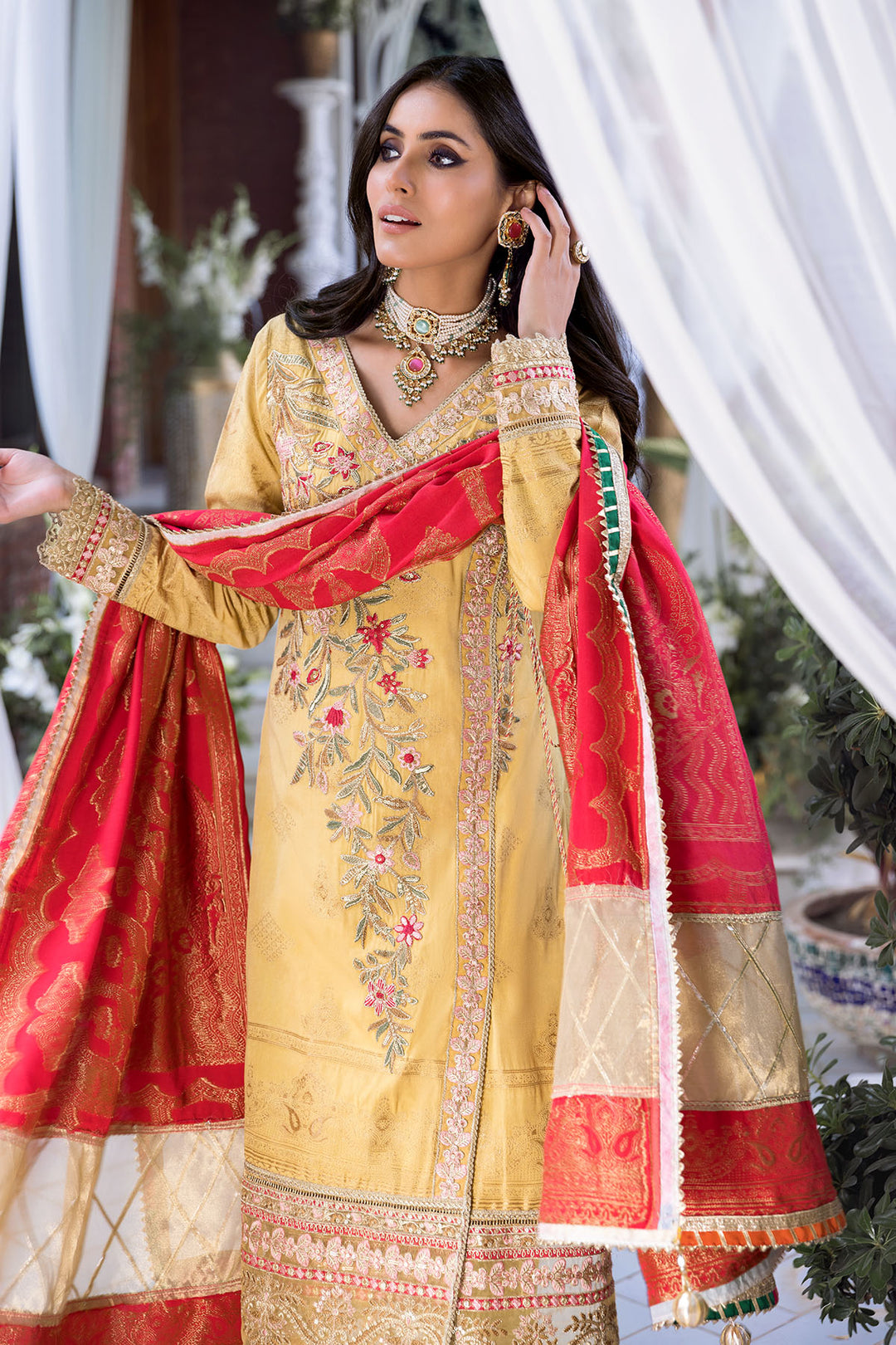 3152-GUL EMBROIDERED JACQUARD UNSTITCHED