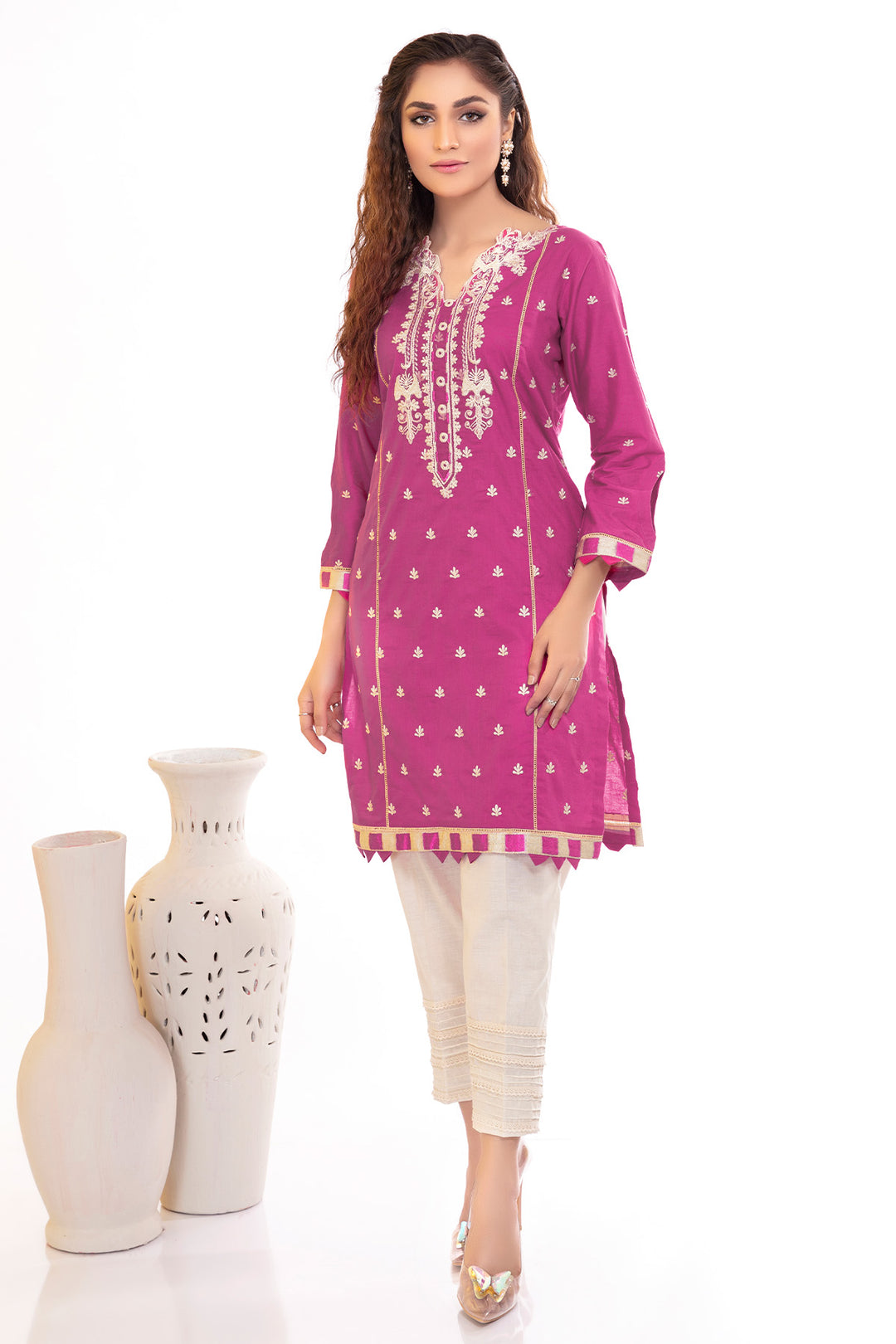 3176-MINA EMBROIDERED LAWN STITCHED