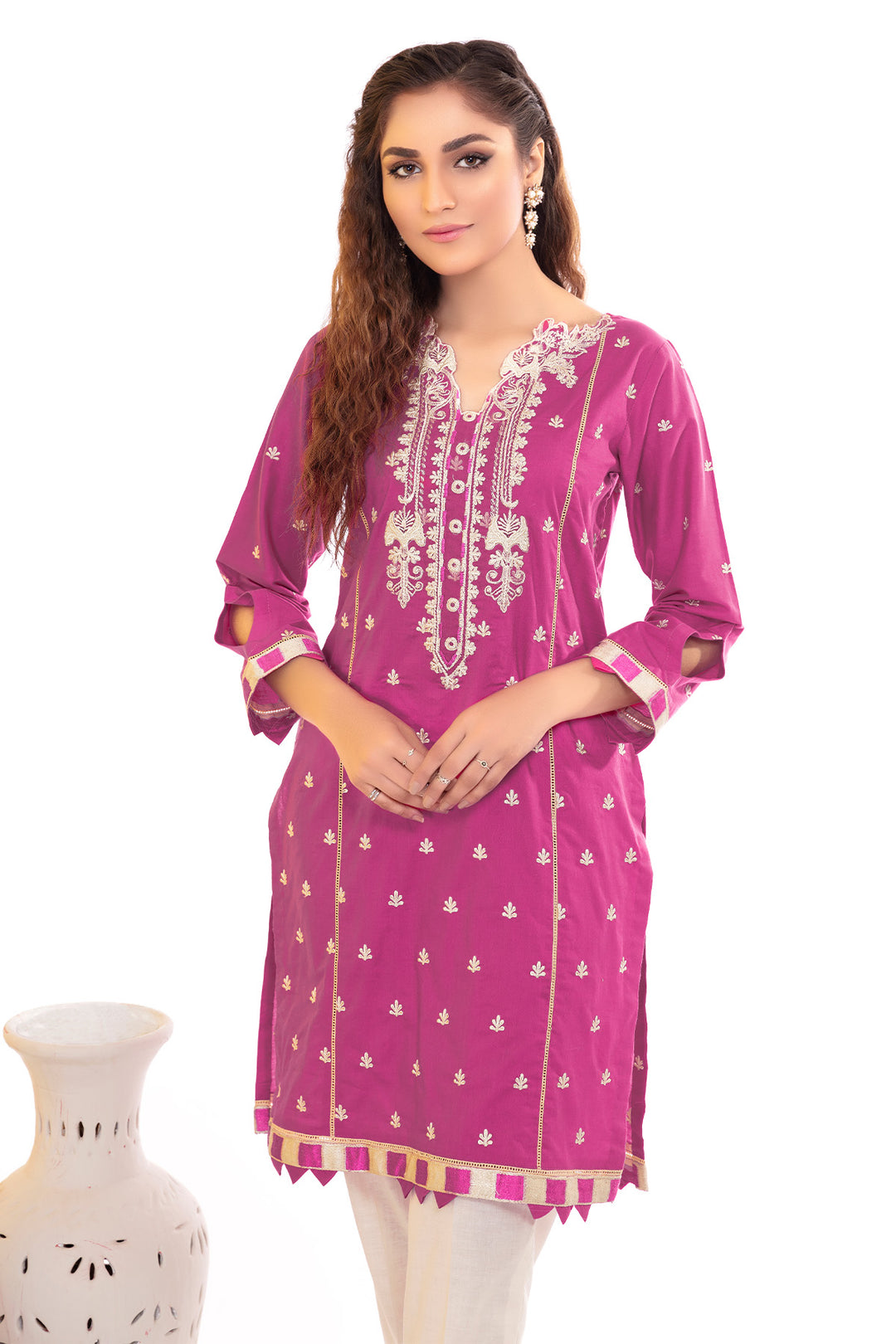 3176-MINA EMBROIDERED LAWN STITCHED