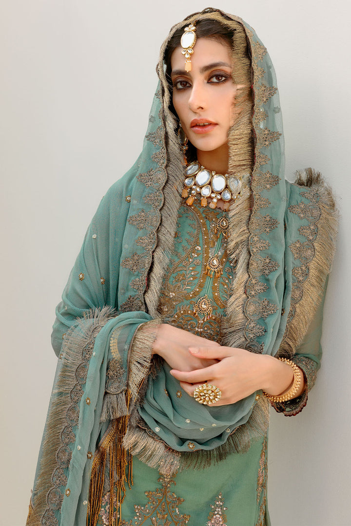 3188-MINT-HINT EMBROIDERED BEMBERG CHIFFON UNSTITCHED