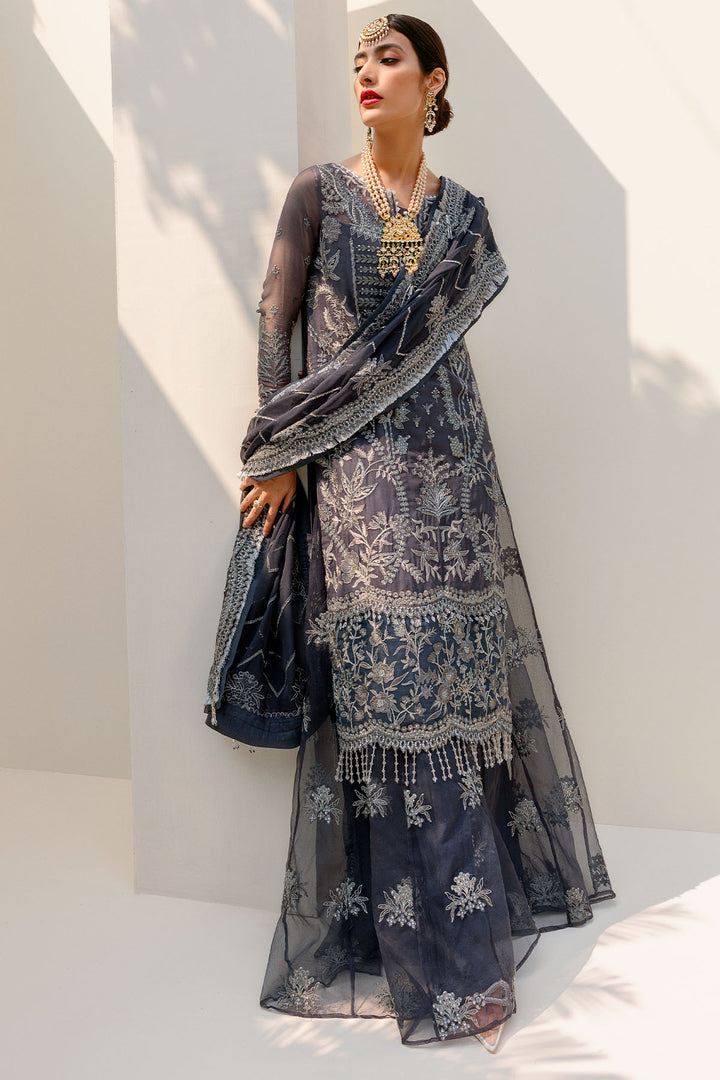 3190-CRYSTAL-GREY EMBROIDERED BEMBERG CHIFFON UNSTITCHED