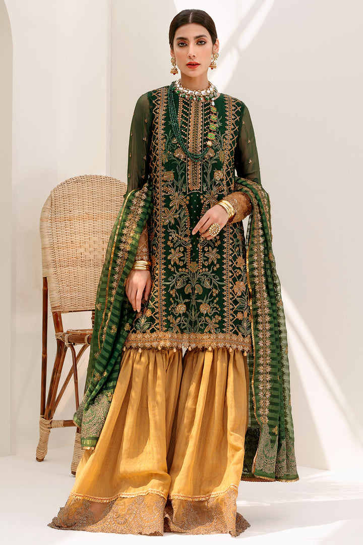3194-GARDEN-GREEN EMBROIDERED BEMBERG CHIFFON UNSTITCHED