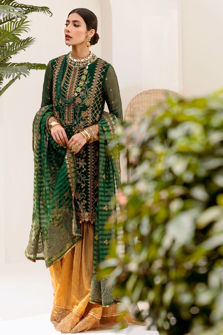 3194-GARDEN-GREEN EMBROIDERED BEMBERG CHIFFON UNSTITCHED