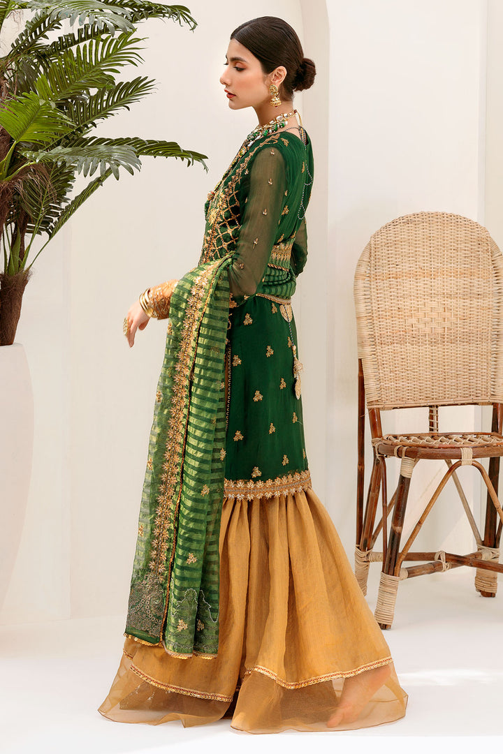 3194-GARDEN-GREEN EMBROIDERED BEMBERG CHIFFON UNSTITCHED