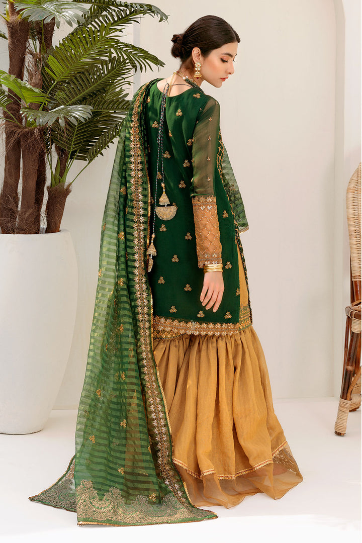3194-GARDEN-GREEN EMBROIDERED BEMBERG CHIFFON UNSTITCHED