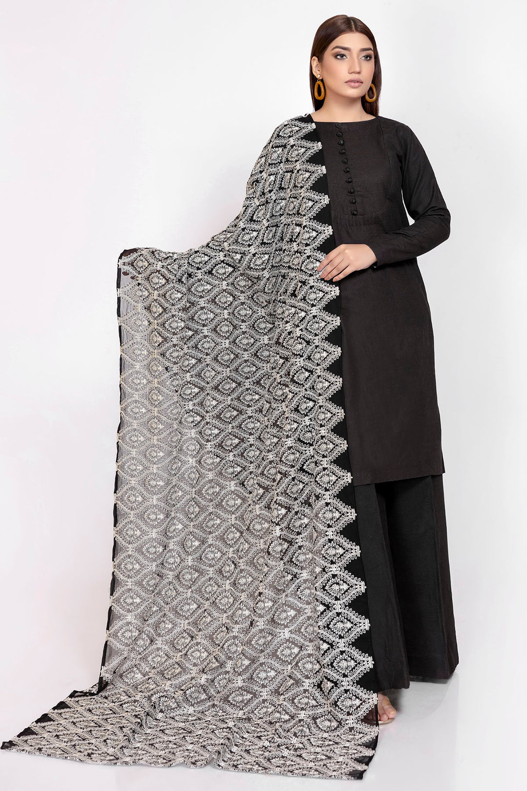 3313-EIRA EMBROIDERED CHIFFON DUPATTA