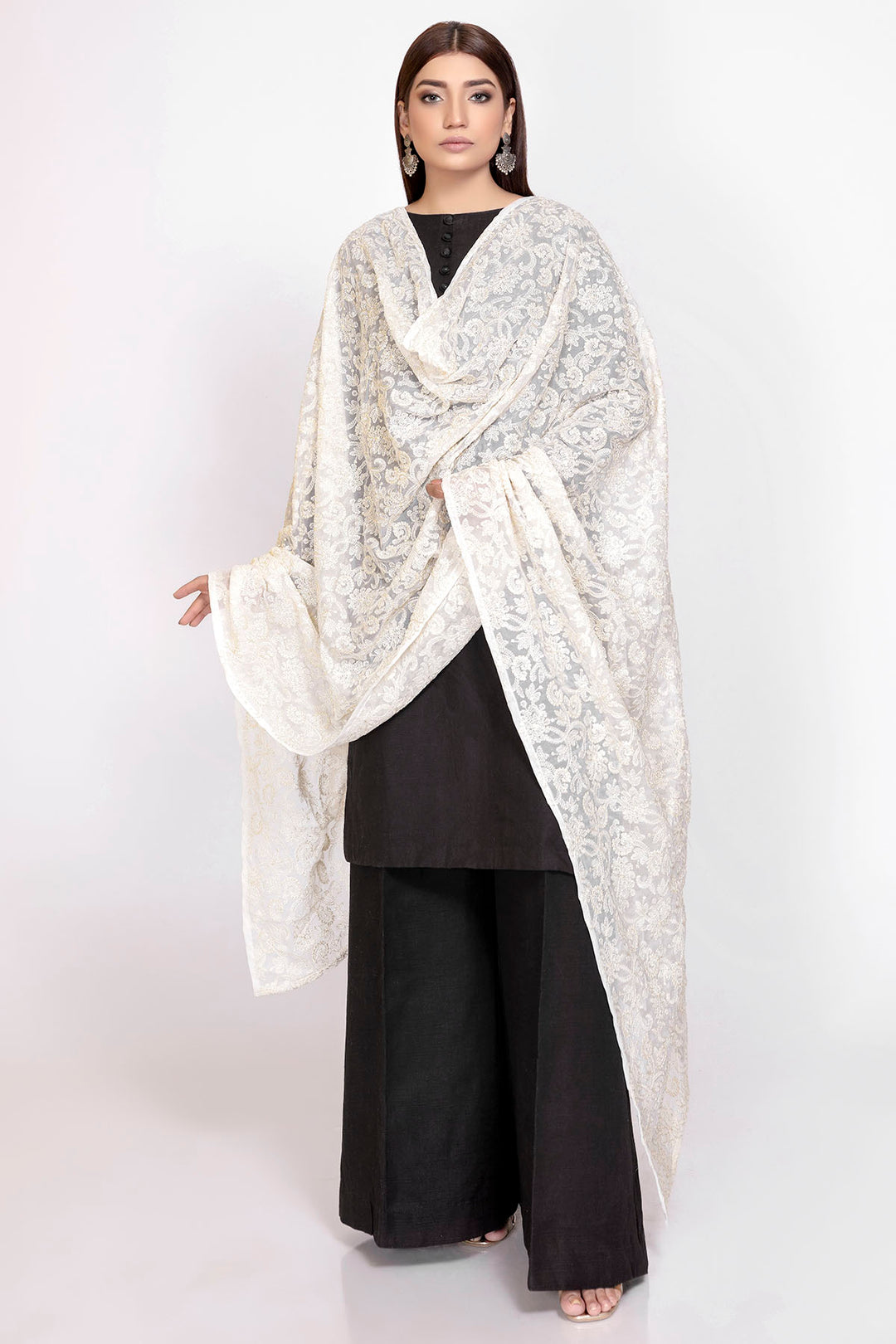 3317-NORA EMBROIDERED CHIFFON DUPATTA