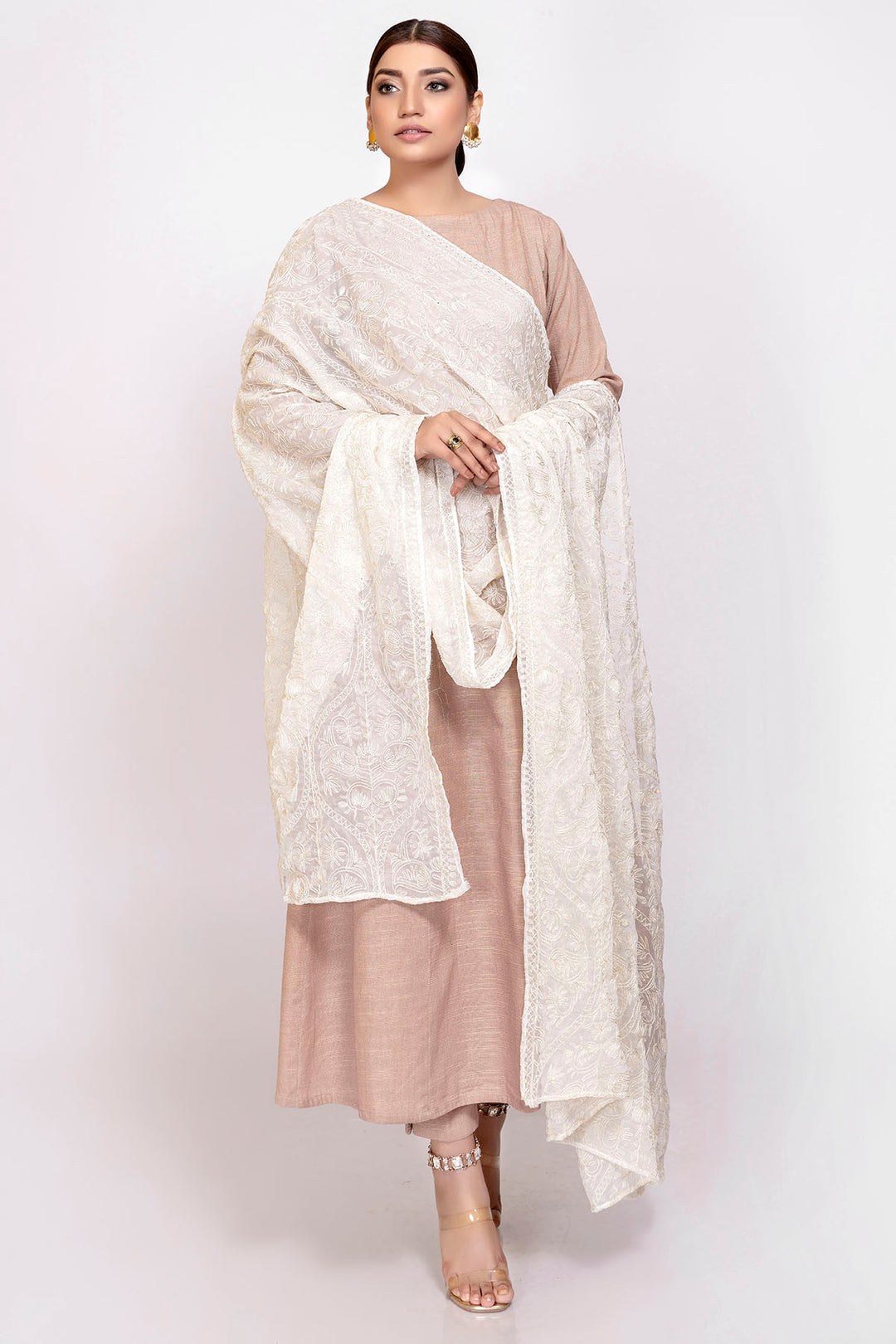 3361-AMILA EMBROIDERED CHIFFON DUPATTA