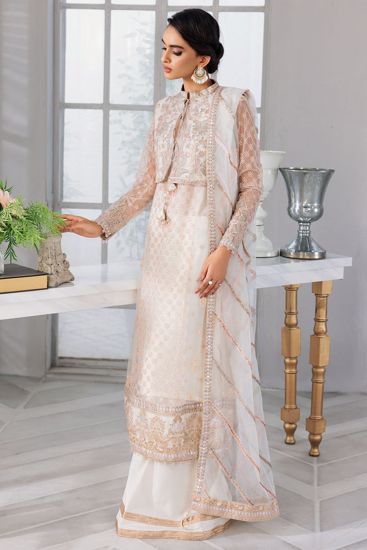 3393-FREESIA EMBROIDERED SILK NET UNSTITCHED