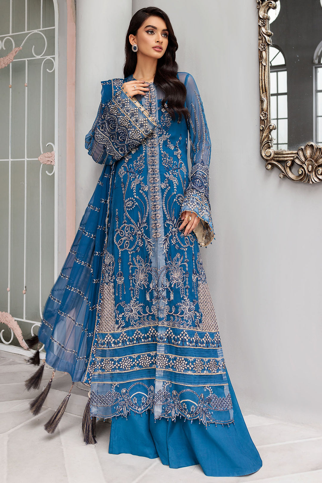 3395-AMARANTHE EMBROIDERED BEMBERG CHIFFON UNSTITCHED