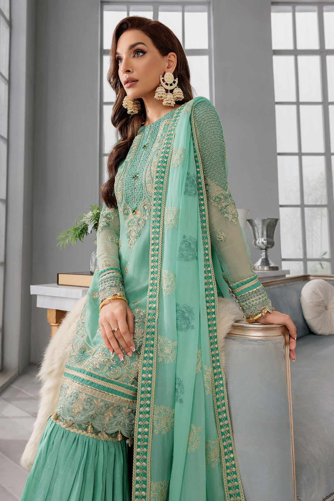 3396-SIRENE EMBROIDERED BEMBERG CHIFFON UNSTITCHED