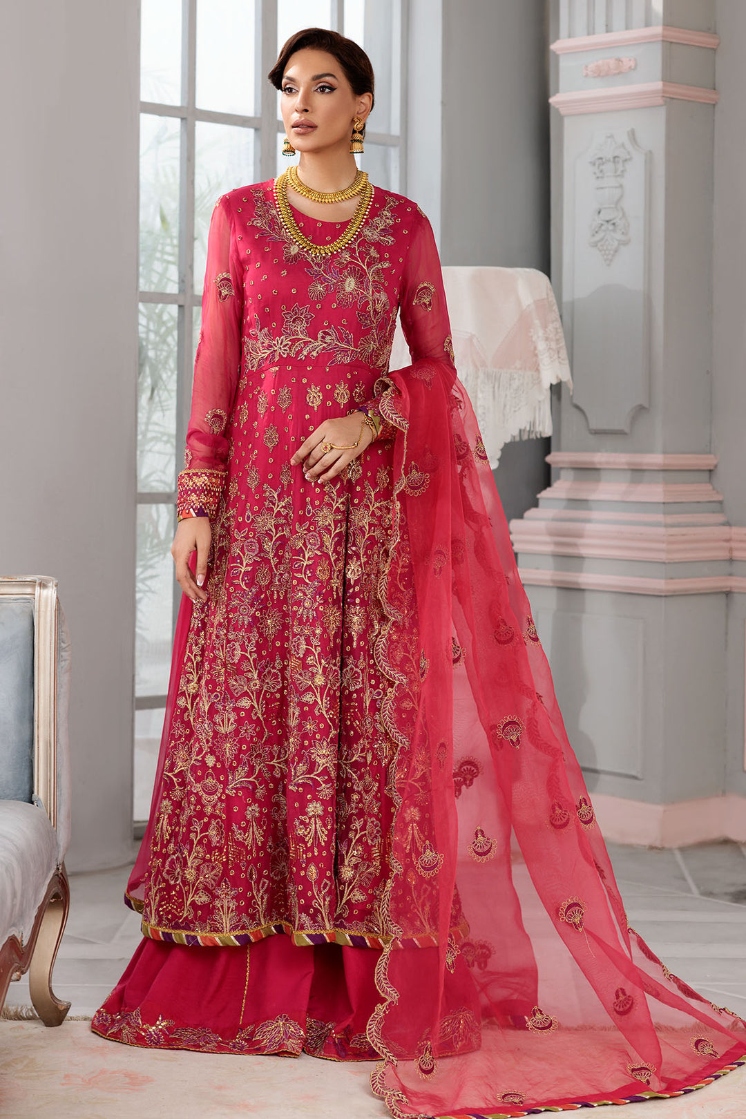 3397-FLORAISON EMBROIDERED BEMBERG CHIFFON UNSTITCHED