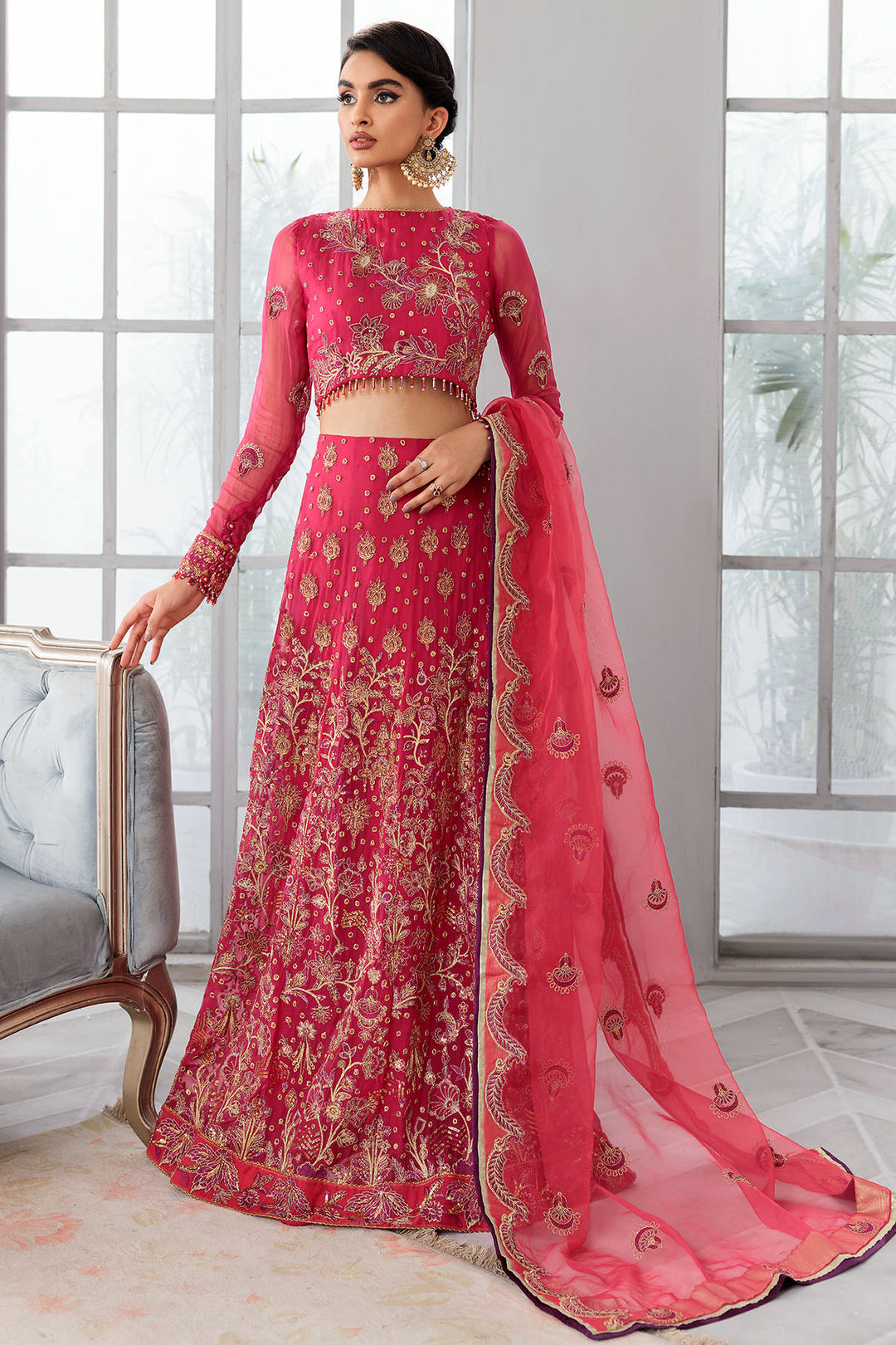 3397-FLORAISON EMBROIDERED BEMBERG CHIFFON UNSTITCHED