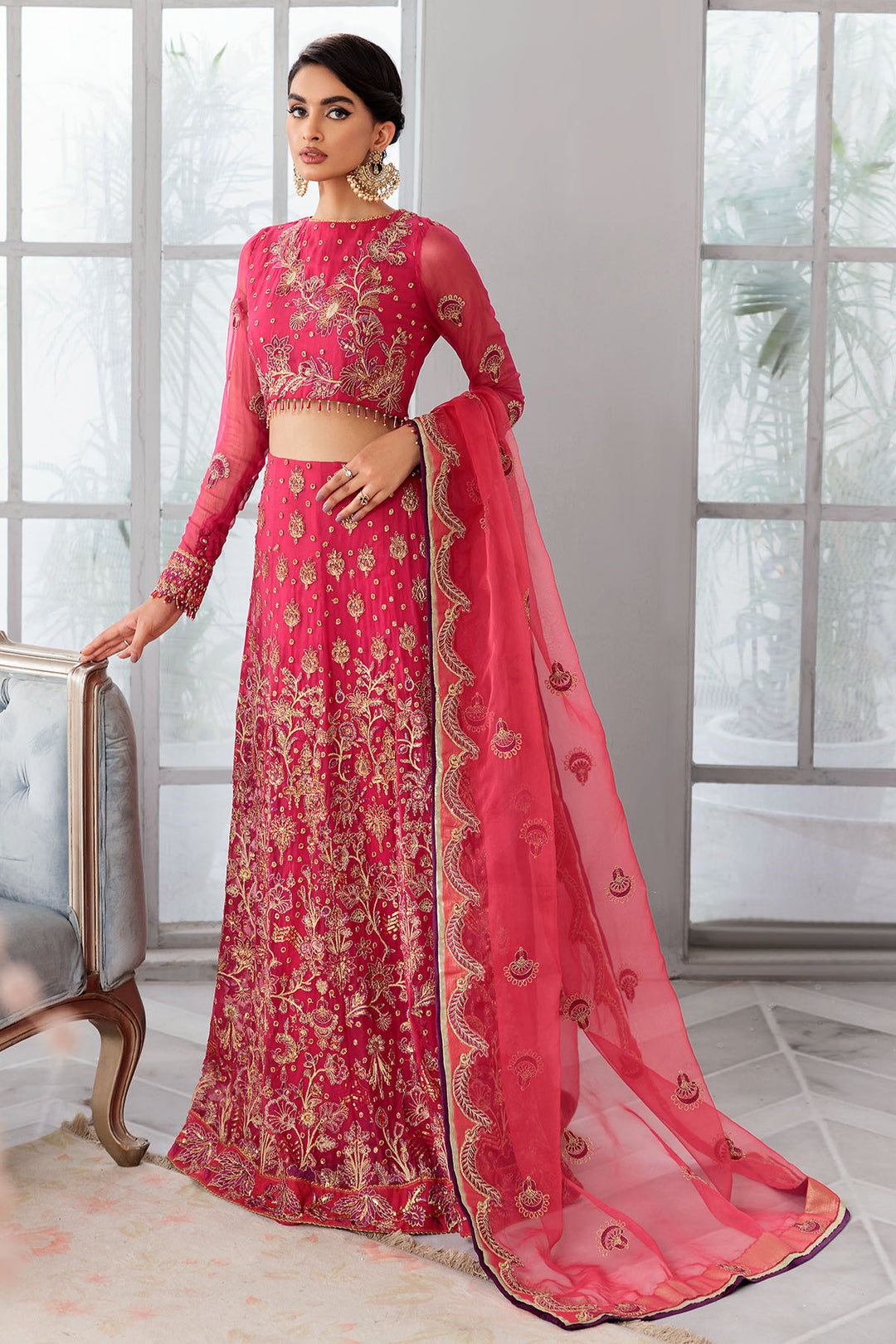 3397-FLORAISON EMBROIDERED BEMBERG CHIFFON UNSTITCHED