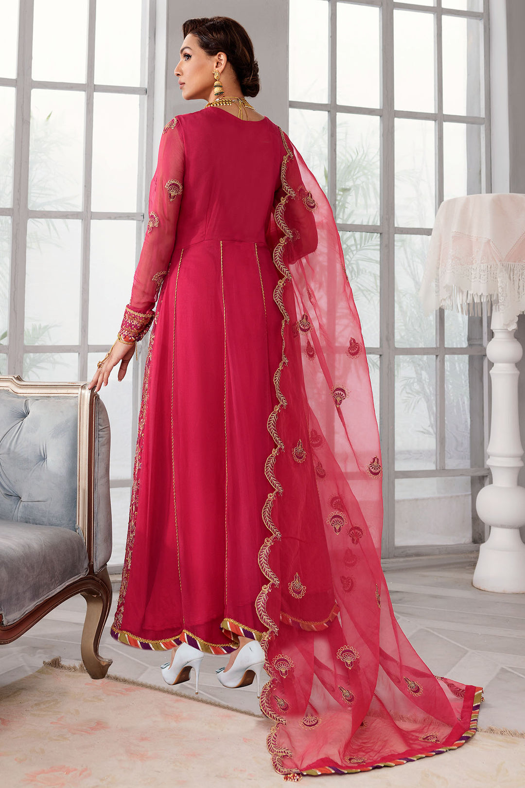 3397-FLORAISON EMBROIDERED BEMBERG CHIFFON STITCHED