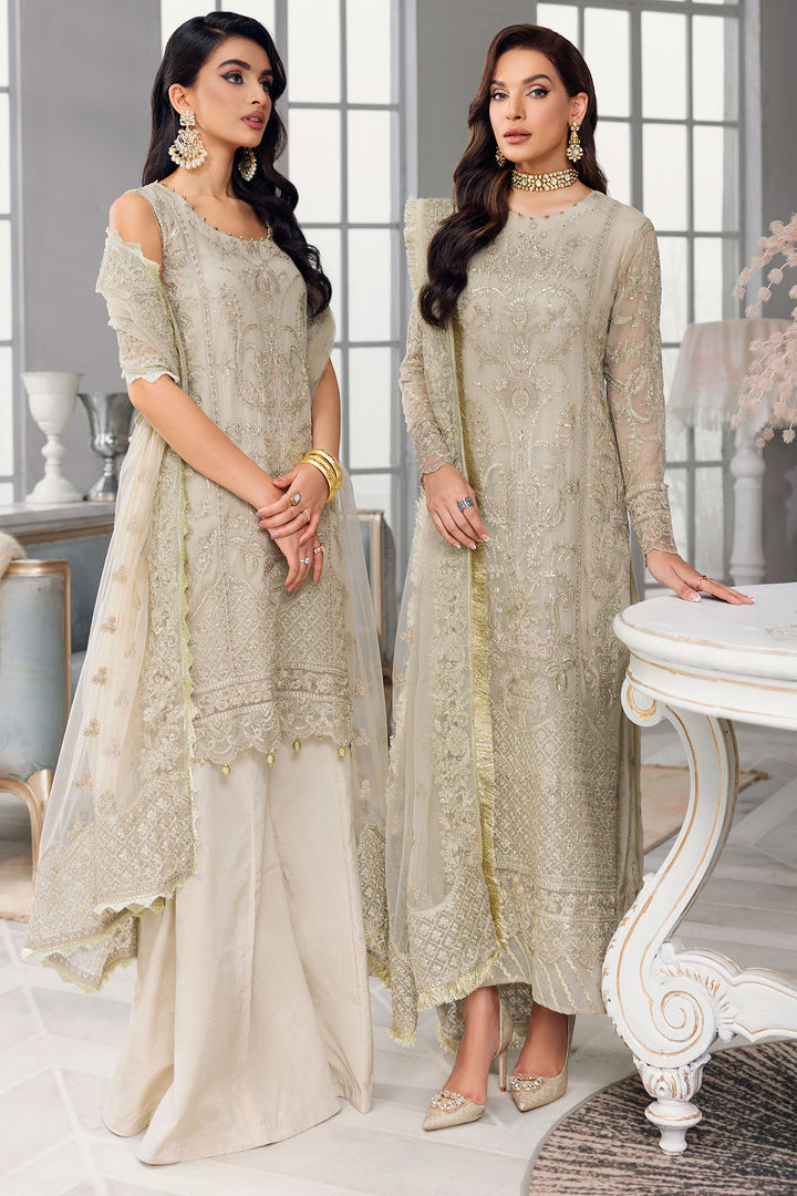 3400-ROSE-SHELL EMBROIDERED BEMBERG CHIFFON UNSTITCHED