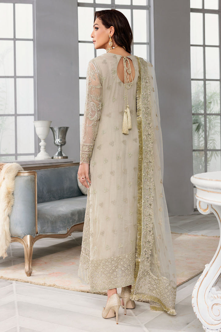 3400-ROSE-SHELL EMBROIDERED BEMBERG CHIFFON UNSTITCHED
