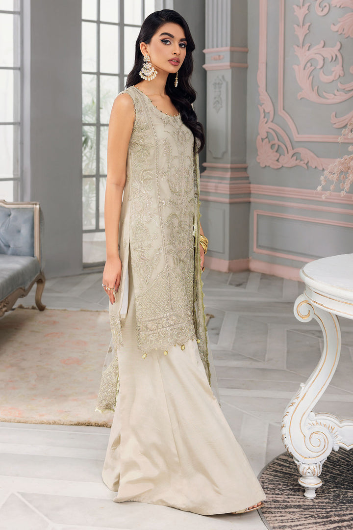 3400-ROSE-SHELL EMBROIDERED BEMBERG CHIFFON UNSTITCHED
