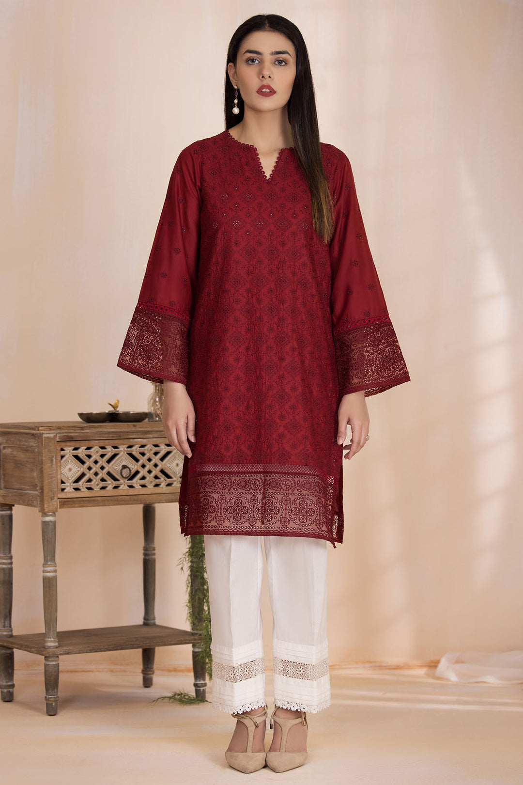 3447-MAHRANI EMBROIDERED SCHIFFLI LAWN STITCHED