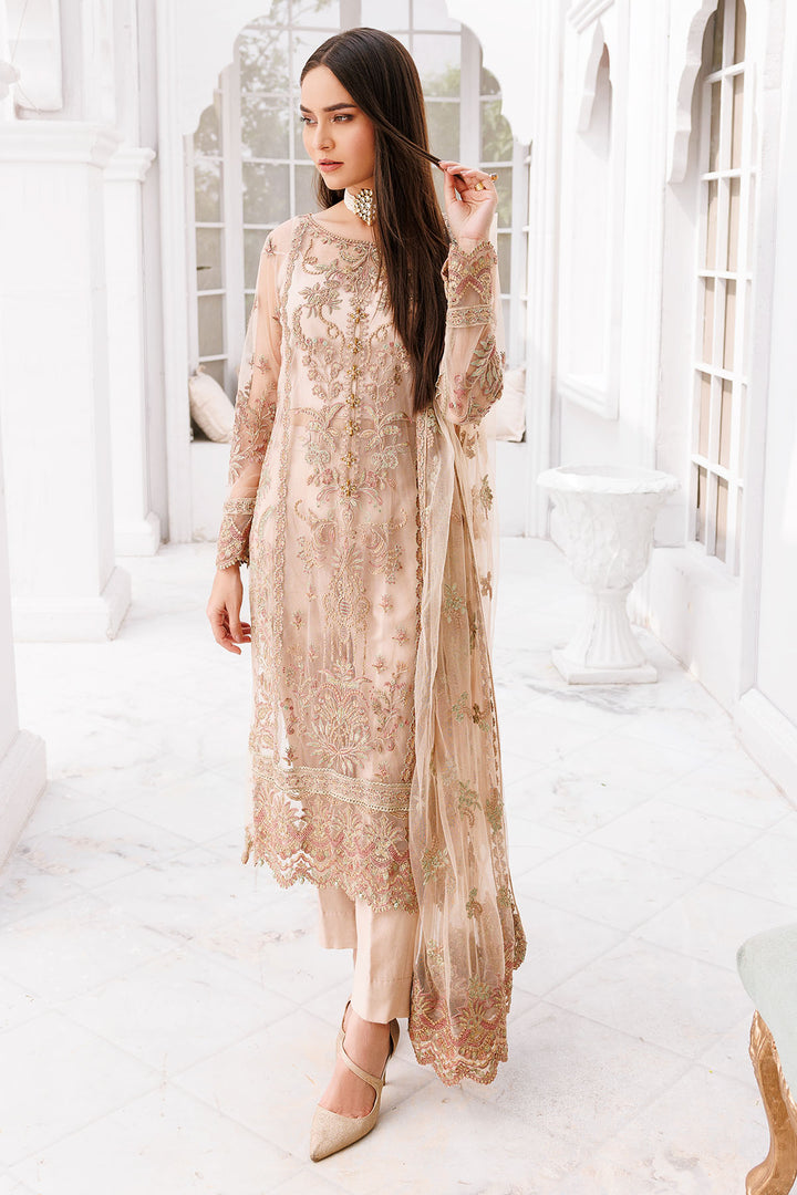 3458-ORCHID EMBROIDERED SILK NET UNSTITCHED