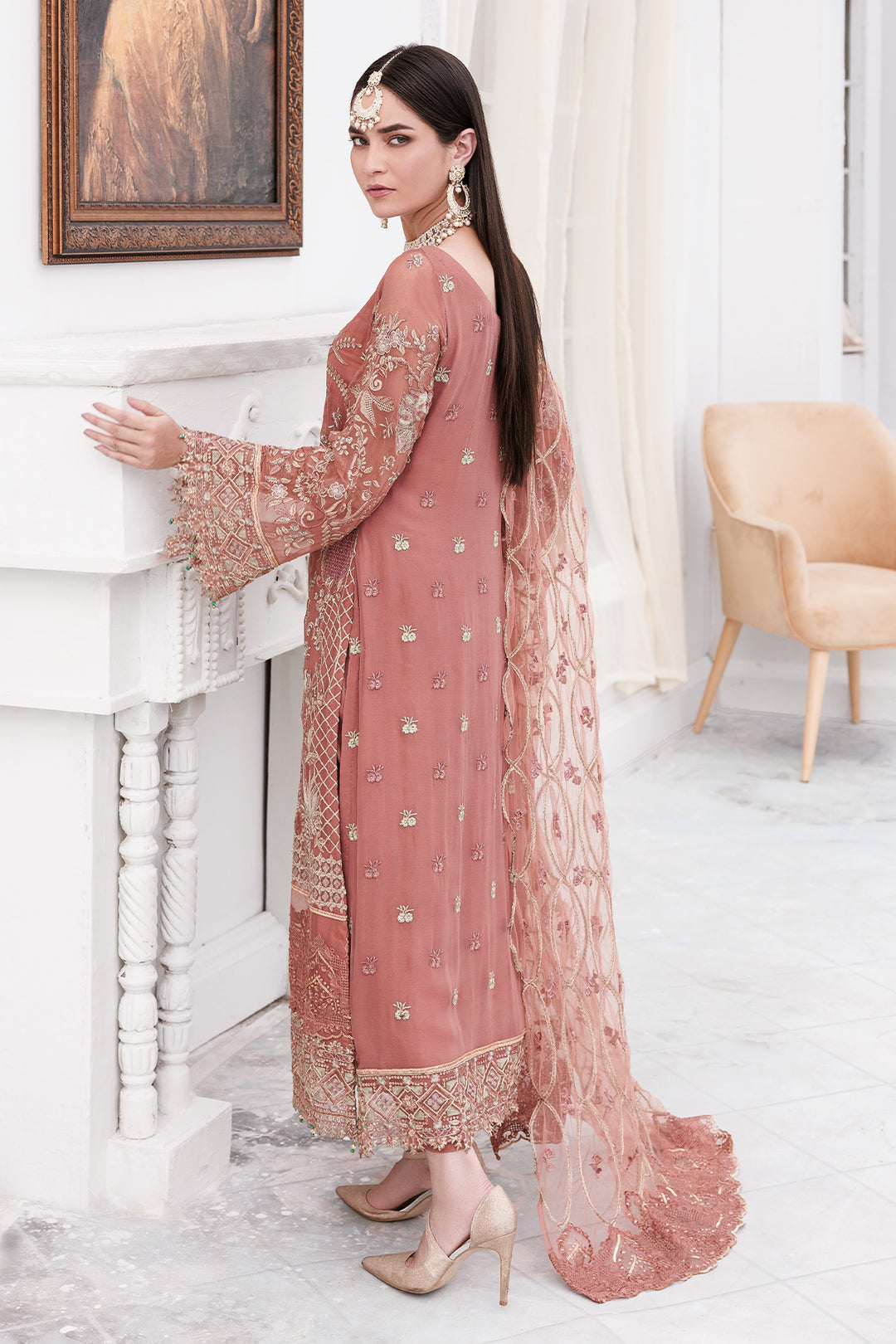 3459-BENTON EMBROIDERED BEMBERG CHIFFON UNSTITCHED