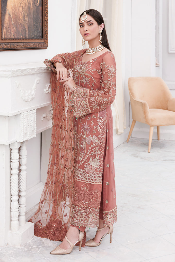 3459-BENTON EMBROIDERED BEMBERG CHIFFON UNSTITCHED