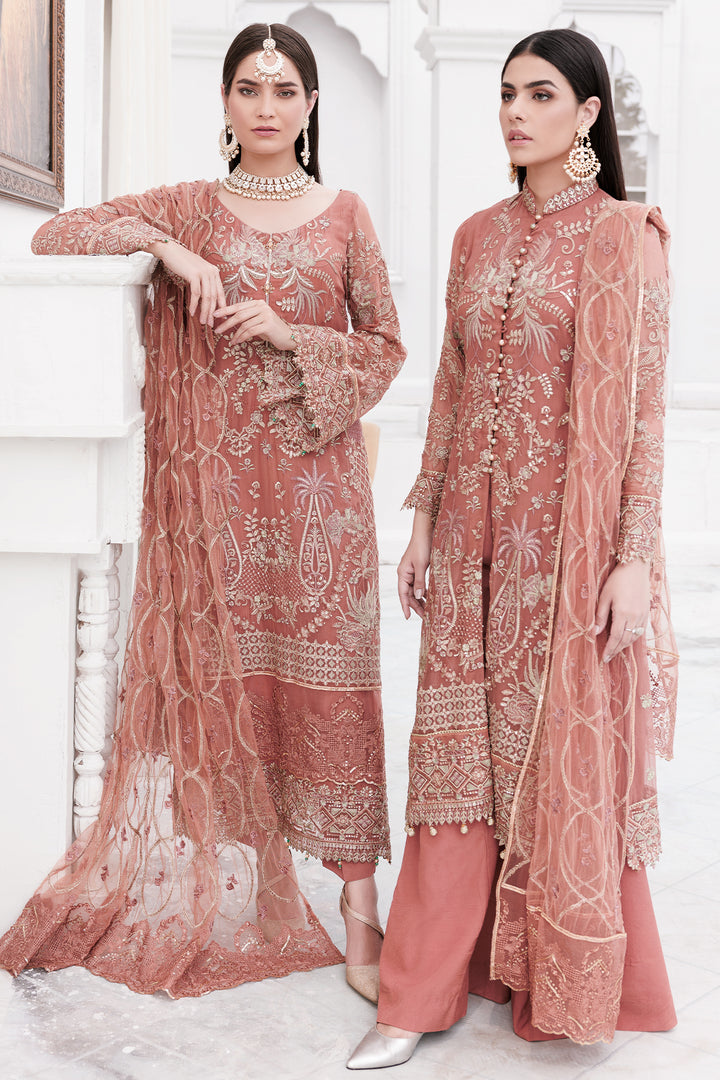 3459-BENTON EMBROIDERED BEMBERG CHIFFON UNSTITCHED