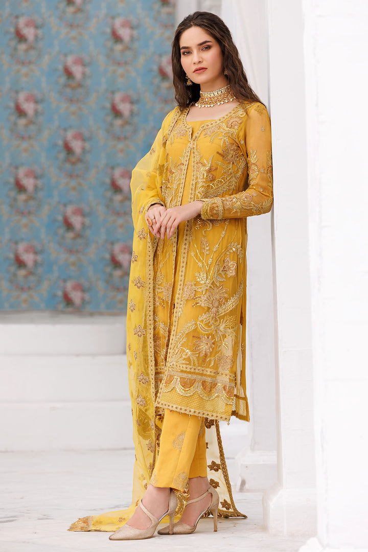 3461-LOQUAT EMBROIDERED BEMBERG CHIFFON UNSTITCHED
