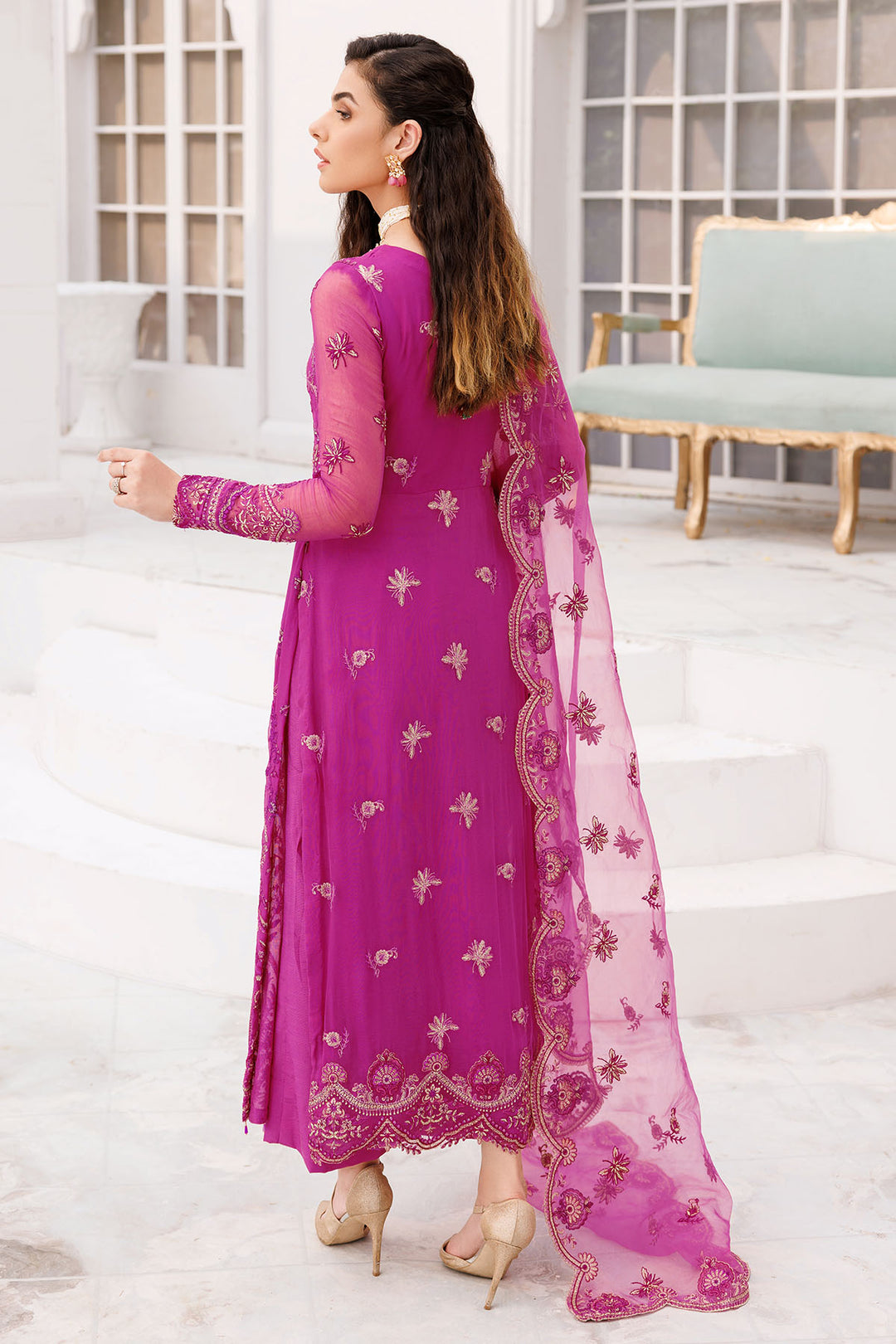 3462-HASS EMBROIDERED BEMBERG CHIFFON UNSTITCHED