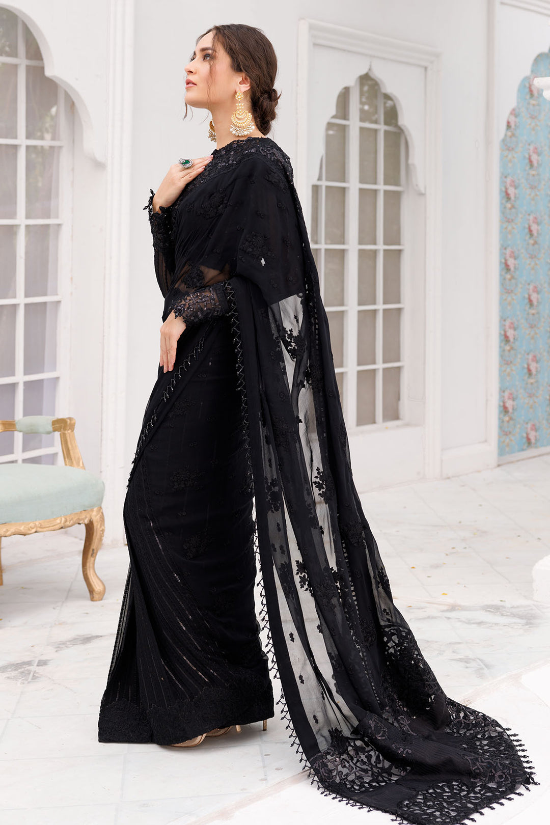 3463-OPAL EMBROIDERED BEMBERG CHIFFON UNSTITCHED