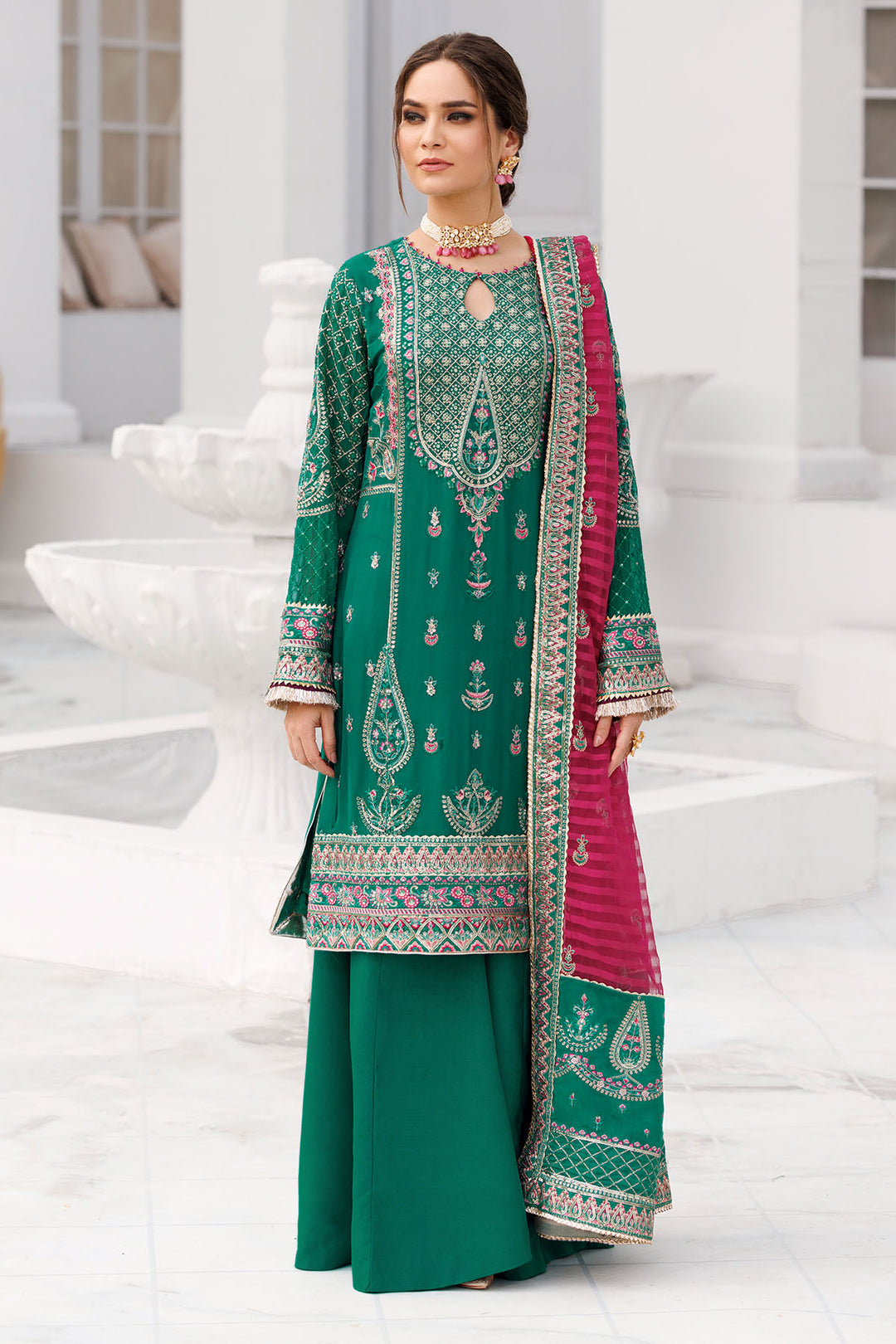 3465-SALAK EMBROIDERED BEMBERG CHIFFON UNSTITCHED