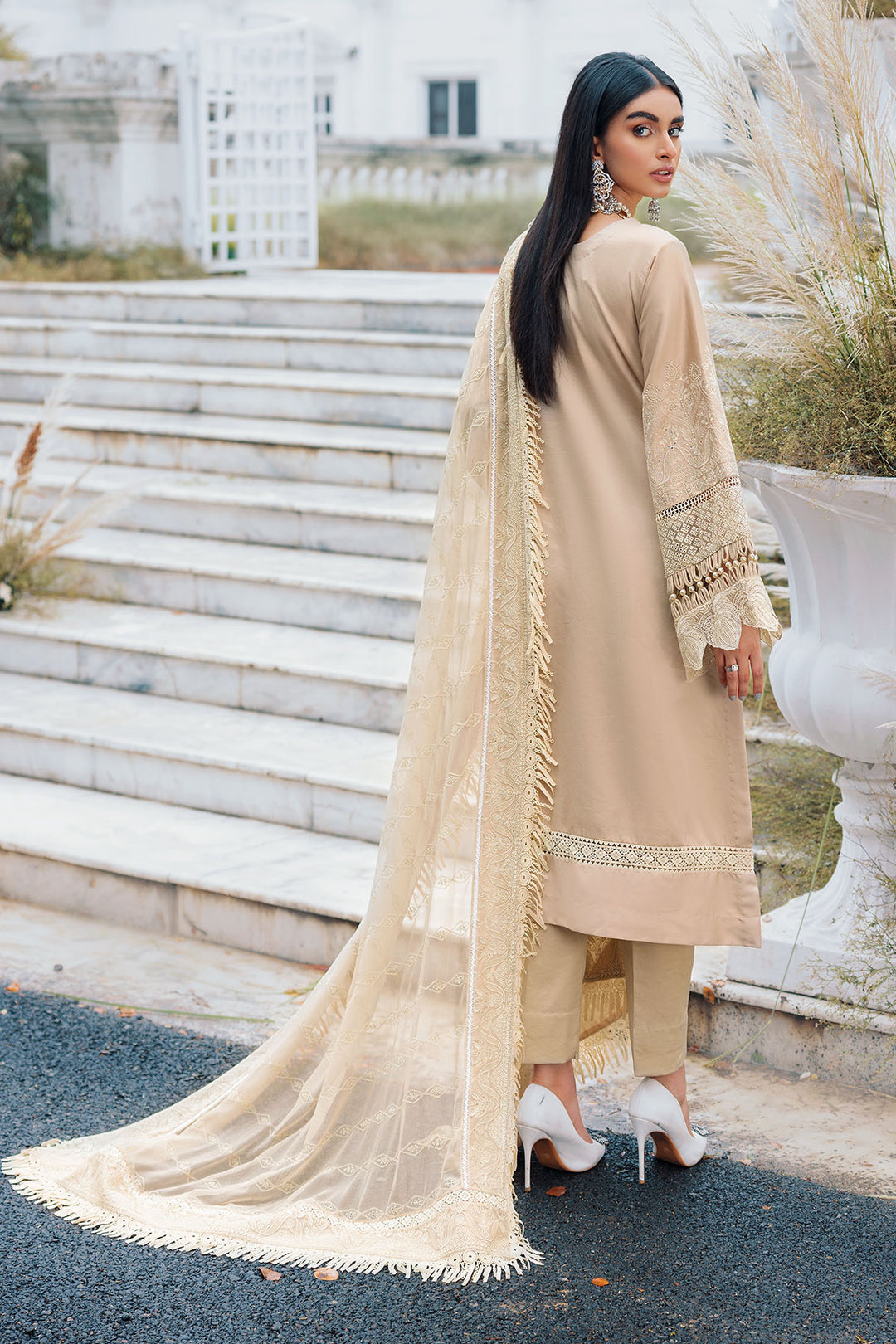 3484-LOTUS EMBROIDERED COTTON SATIN UNSTITCHED
