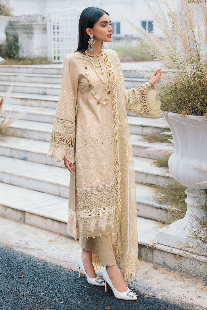 3484-LOTUS EMBROIDERED COTTON SATIN UNSTITCHED