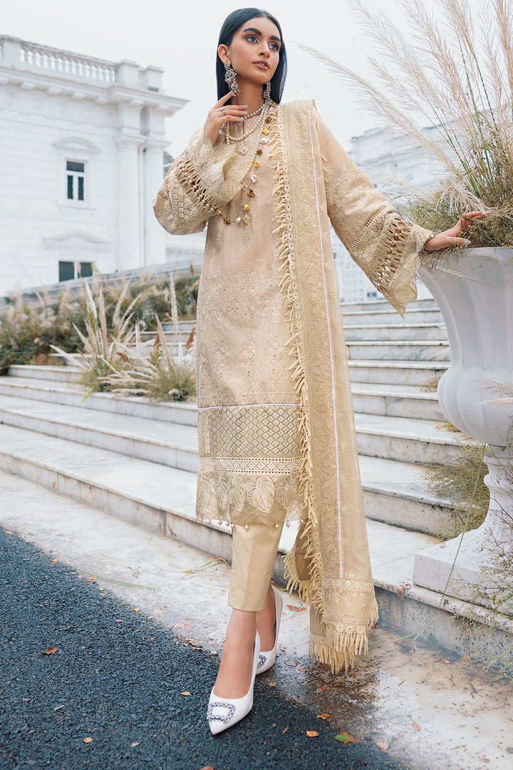 3484-LOTUS EMBROIDERED COTTON SATIN UNSTITCHED
