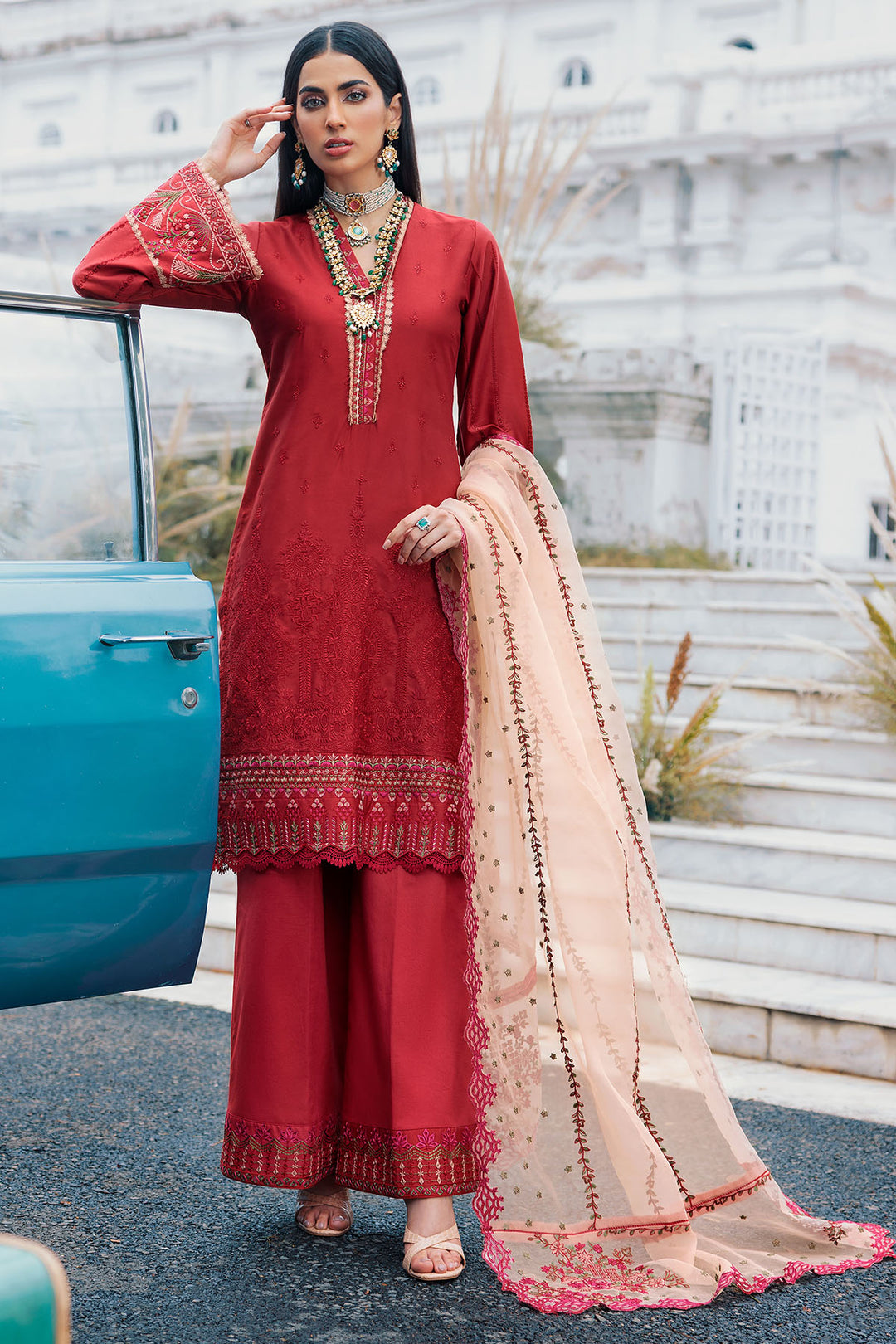 3489-QUOLE EMBROIDERED COTTON SATIN UNSTITCHED