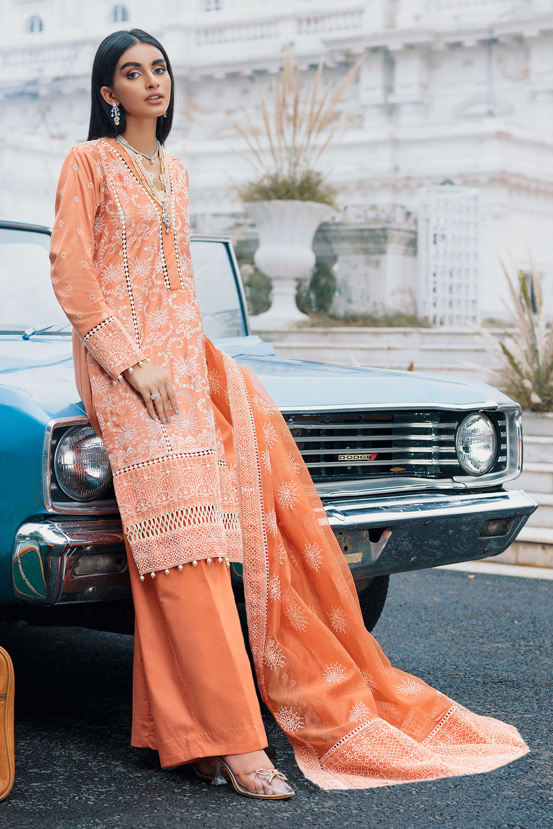 3490-SARAWAK EMBROIDERED COTTON SATIN STITCHED