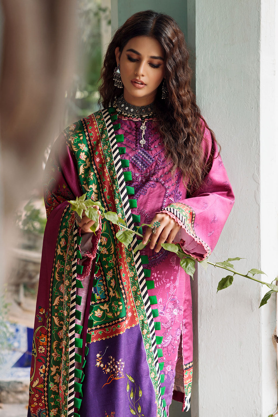 3662-FERREIRA DIGITAL PRINTED EMBROIDERED KHADDAR UNSTITCHED