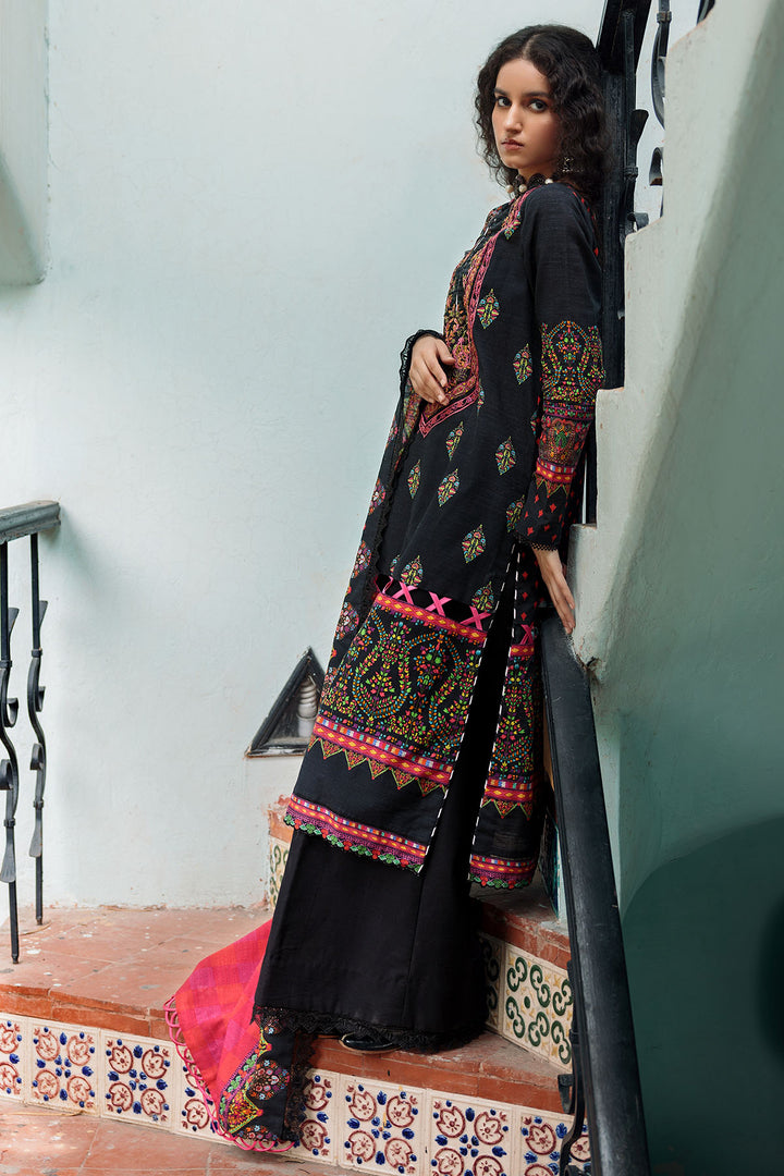 3666-MARI-GOLD DIGITAL PRINTED EMBROIDERED KHADDAR UNSTITCHED