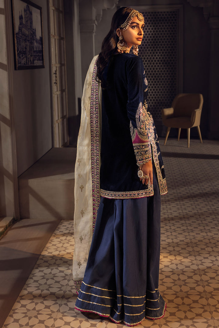 3776-DOVE EMBROIDERED VELVET UNSTITCHED