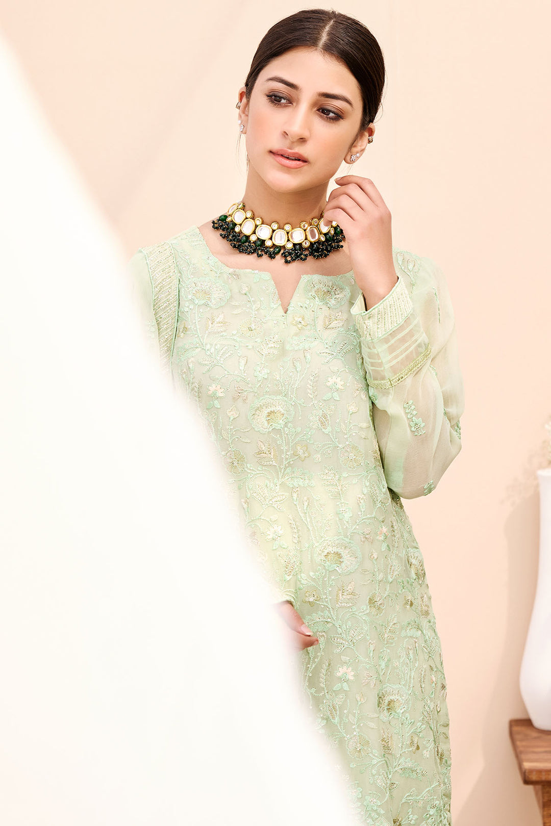 3871-NEEMA EMBROIDERED BEMBERG CHIFFON UNSTITCHED