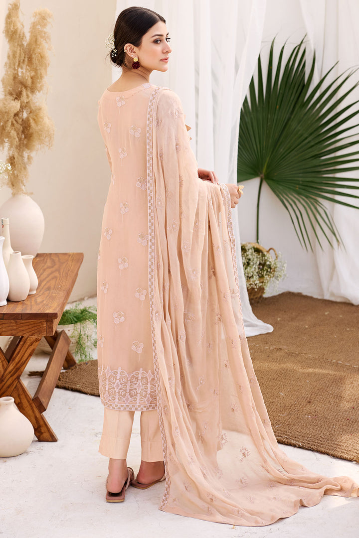 3873-COCO EMBROIDERED BEMBERG CHIFFON UNSTITCHED