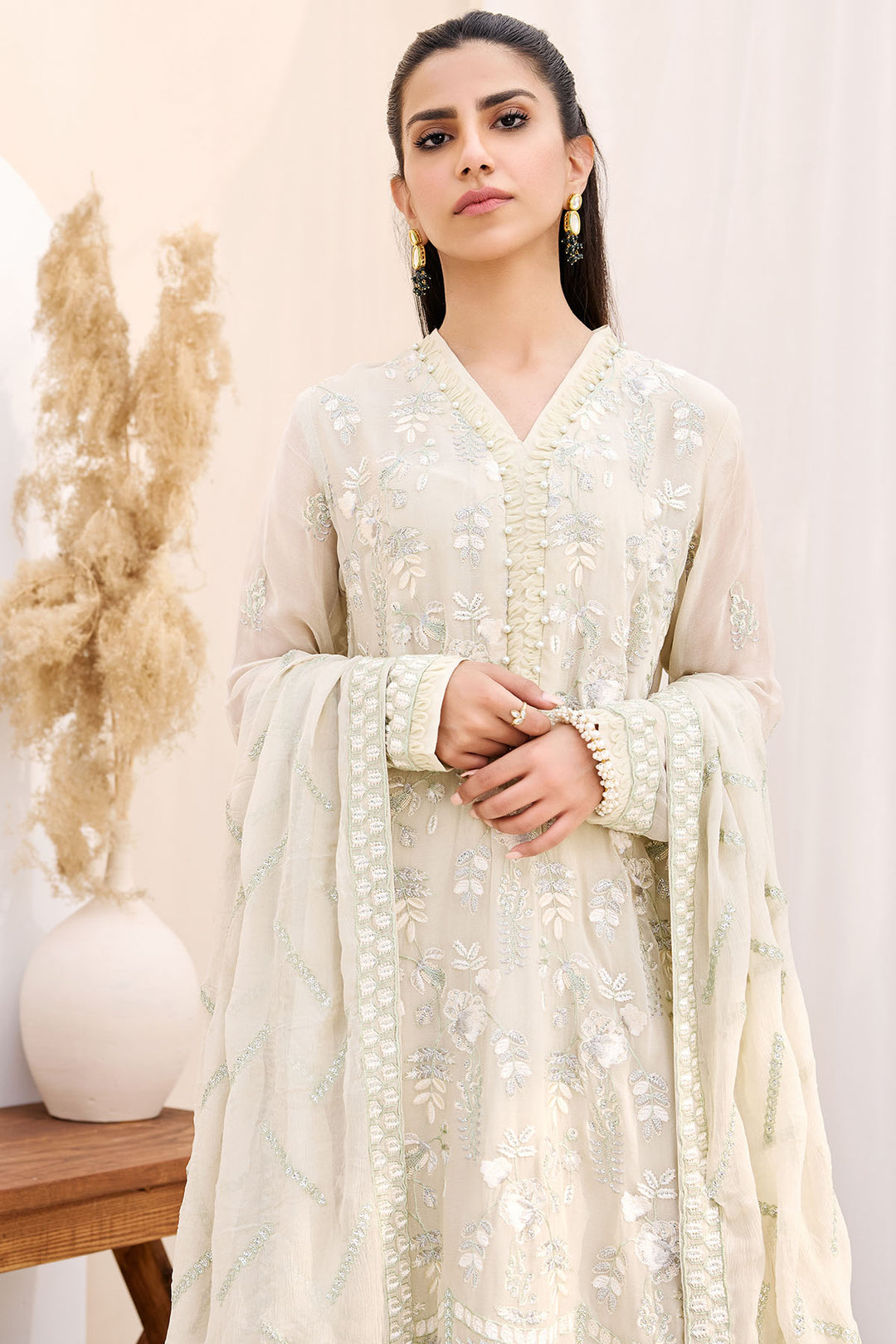 3876-SETAREH EMBROIDERED BEMBERG CHIFFON UNSTITCHED