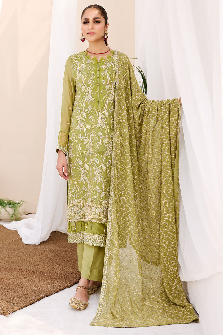 3877-ROYAL EMBROIDERED BEMBERG CHIFFON UNSTITCHED